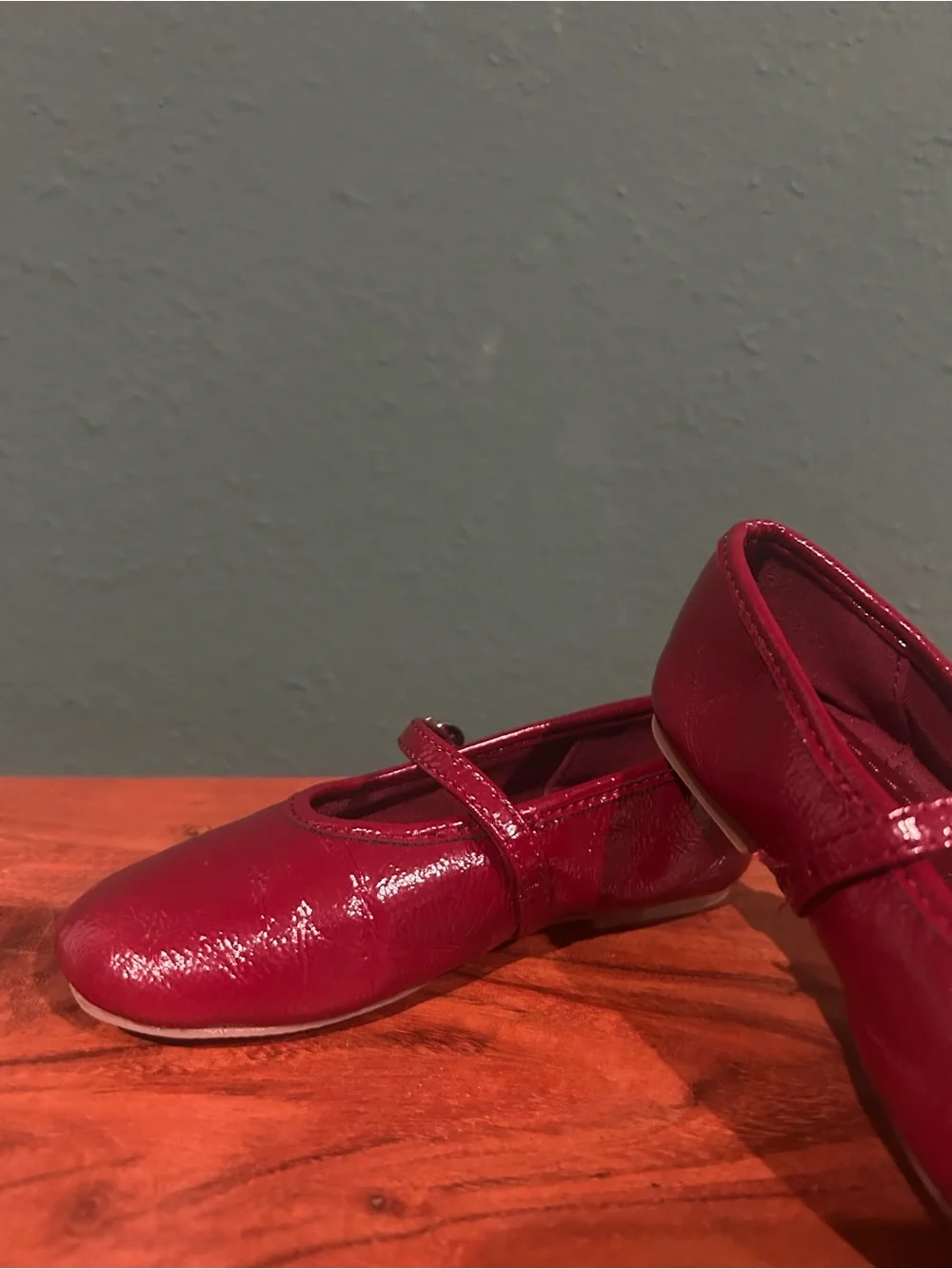 Zara Girls Patent Mary Jane Shoes in Deep Red